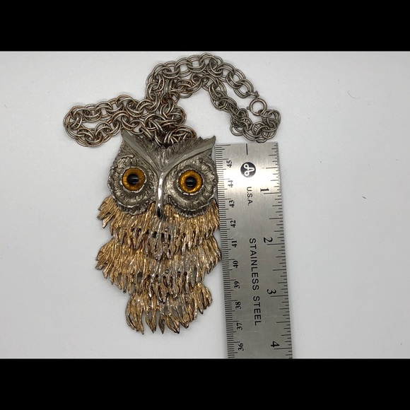 Sold! Vintage Metal Owl Necklace - Picture 6 of 6